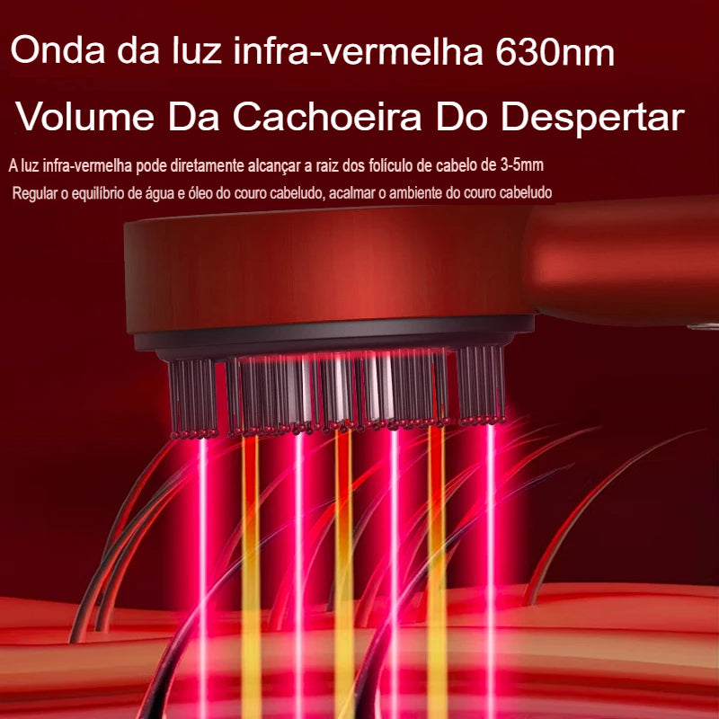 Escova ultra funcional - Elétrico vibração
 terapia de luz vermelha massagem  aplicação de óleo Anti Queda e crecimento capilar para o couro cabeludo